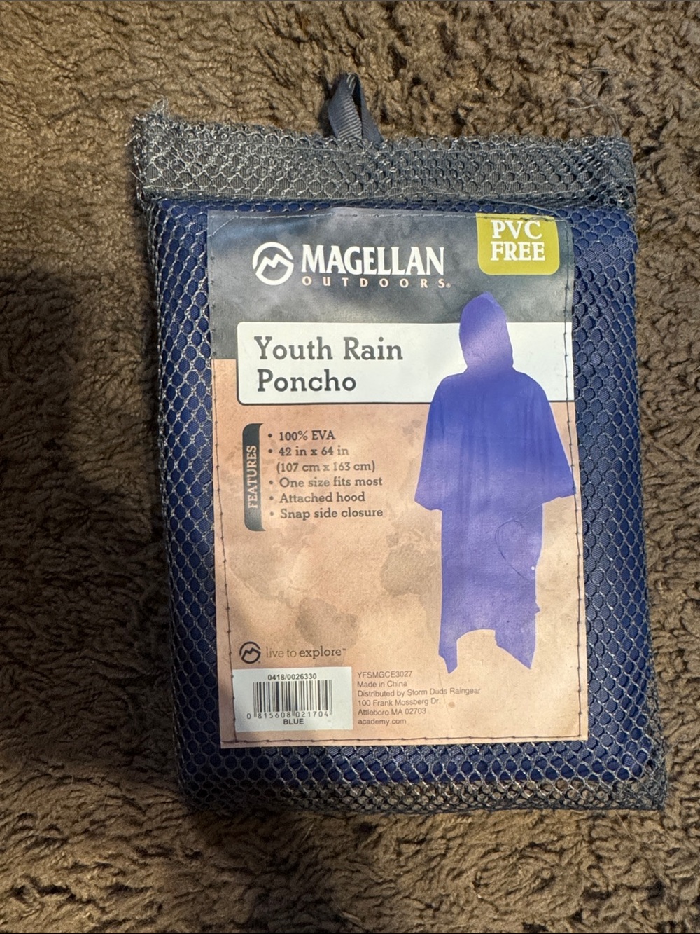 Magellan Outdoors Youth Rain Poncho - Navy Blue